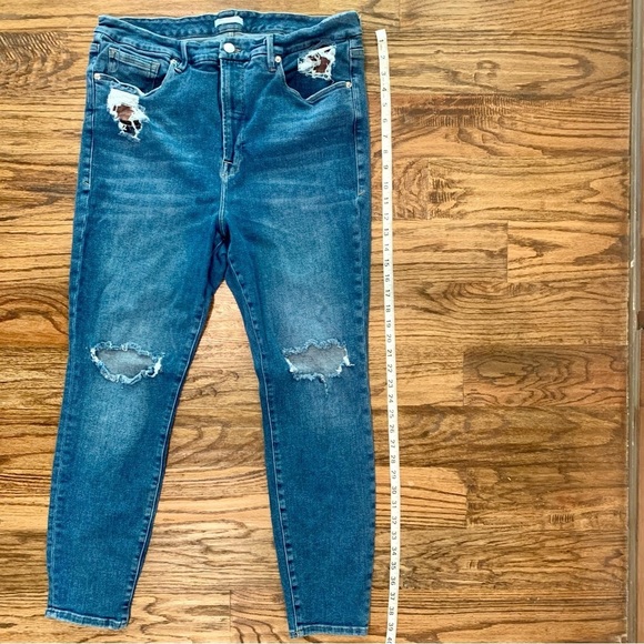 Good American Distressed Leopard Print Pocket Detail Jeans Size 18 - Picture 4 of 8